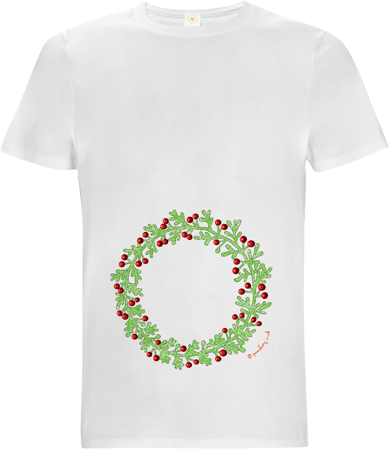 Holly Wreath - T-shirt (2000x2000), Png Download