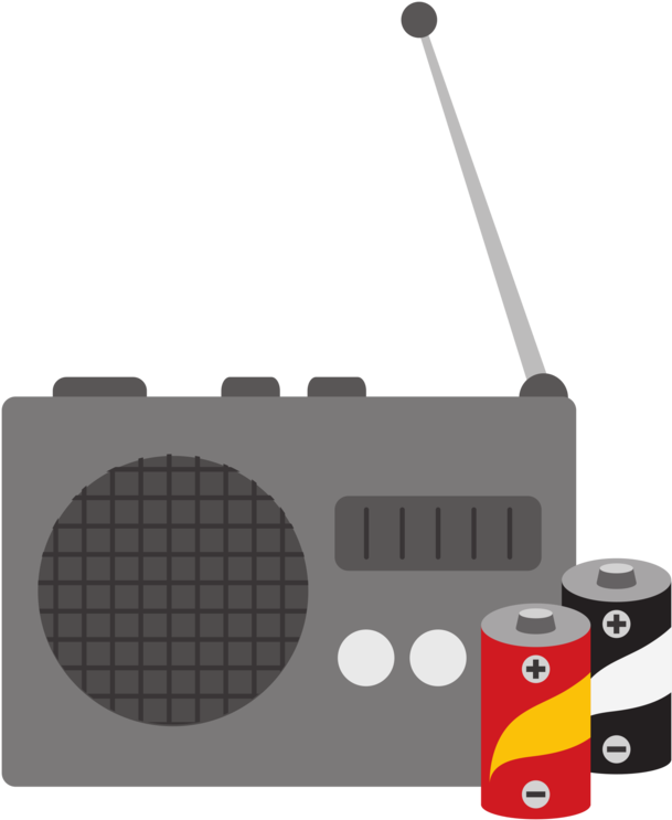 Public Radio Exchange Electric Battery Drawing Encapsulated - Radio With Battery Clipart (616x750), Png Download