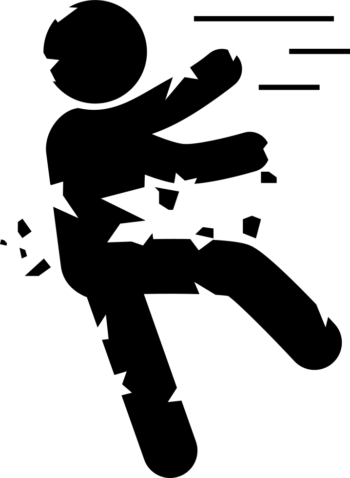 Zombie Cracking Falling Silhouette - Falling Person Silhouette Transparent (718x980), Png Download