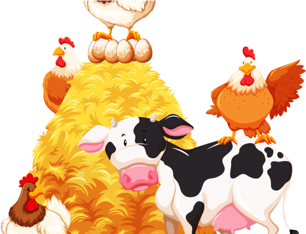 Ranch Clipart Farm Thing - Granja Con Animales Dibujo Png (640x480), Png Download