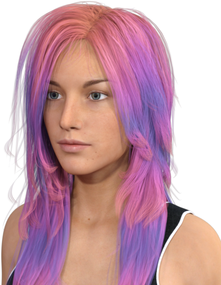 Pink Hair - Blond (500x600), Png Download