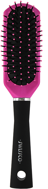 Pink & Black Soft Touch Small Paddle Hair Brush With - Brush (611x817), Png Download