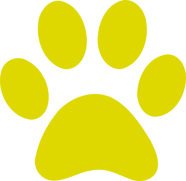 Gold Clipart Paw Print - Yellow Paw Print Png (600x583), Png Download