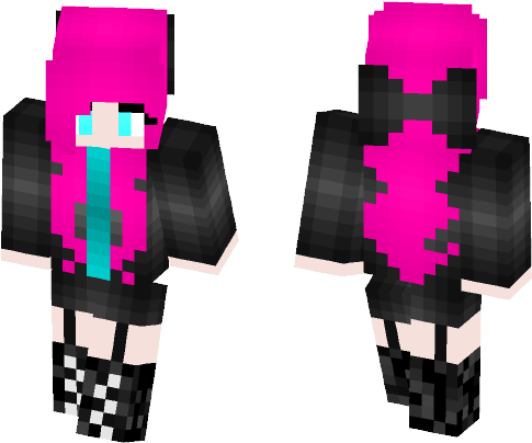 Install Pink Hair Girl Skin Instruction - Minecraft Spiderman Skin Noir (584x497), Png Download