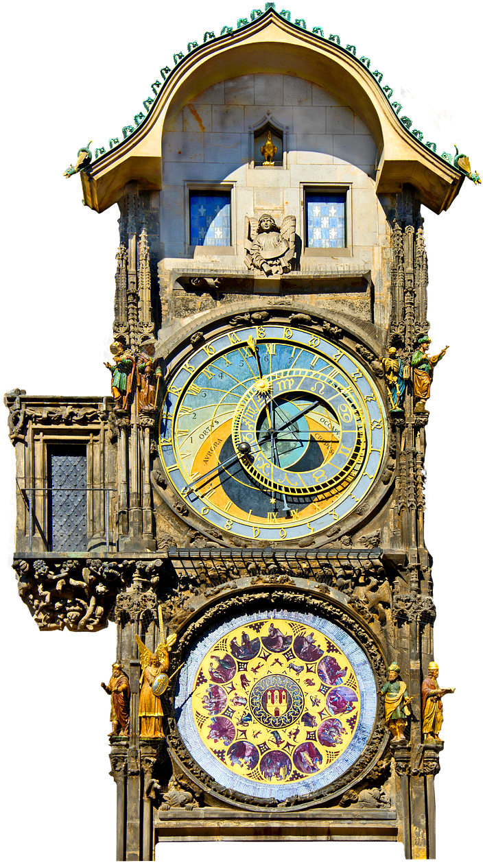 Clock,old Town Hall,astronomical,moon Phases, - Prague Astronomical Clock (810x1280), Png Download
