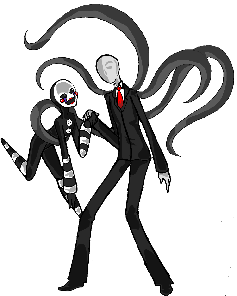 Puppet Meets Slender Man By Violetdemon On Deviantart - Slender Man And Puppet (1024x1257), Png Download