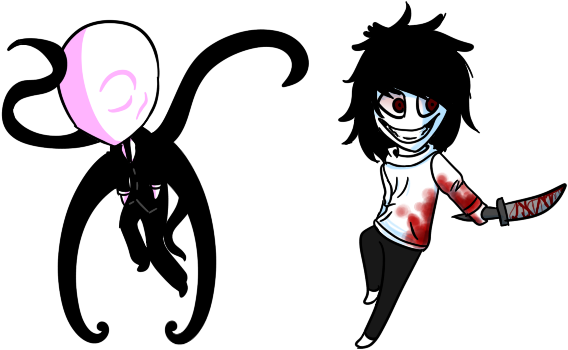 Chibi Slenderman And Jeff The Killer By Infectedzombiex - Jeff The Killer (600x400), Png Download