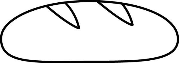 Black And White Italian Bread Clip Art - Black And White Bread Png (600x213), Png Download