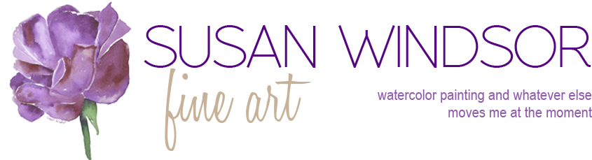 Susan Windsor Fine Art - Purple Rose Watercolor Art Print - Mini By Susan Windsor (908x298), Png Download