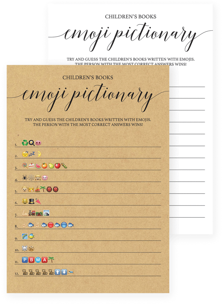 Rustic Kraft Emoji Pictionary Baby Shower Game Printable - Game (819x1024), Png Download