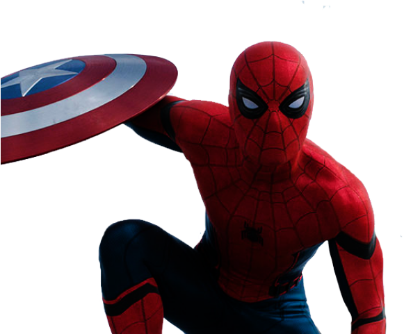 Iron Spiderman Clipart Spiderman Png - Spiderman With Caps Shield (640x480), Png Download