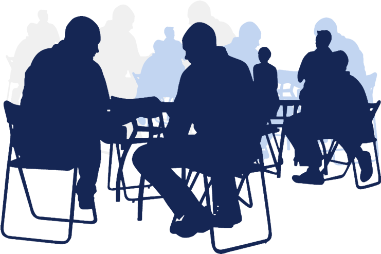 Silhouette Meeting Lunch Breakroom Talk Office Recolored - Vector (1000x625), Png Download