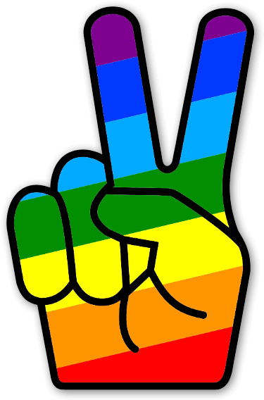 Rainbow Peace Fingers Sticker - Simbolos Reggae Em Png (404x600), Png Download