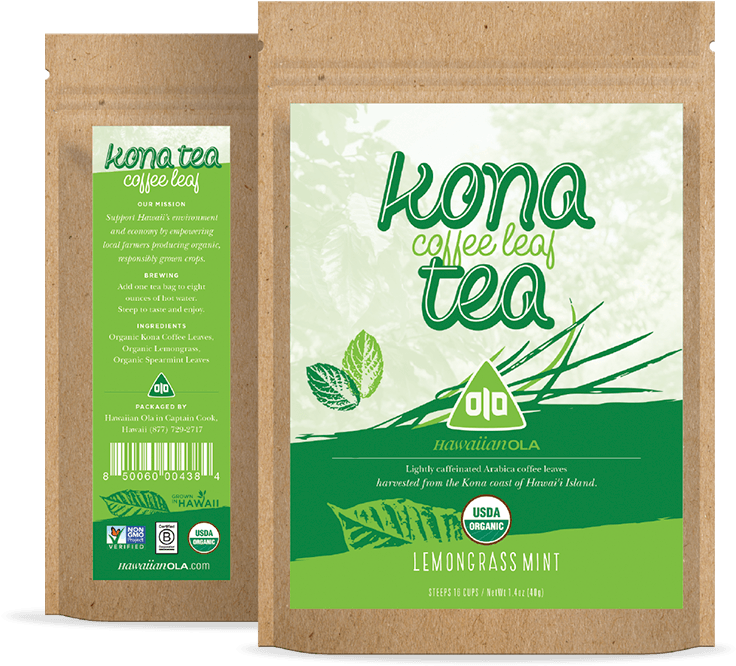 Kona Coffee Leaf Tea Lemongrass Mint Loose Leaf (1000x1000), Png Download