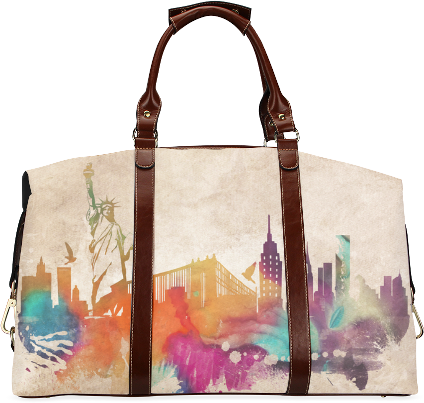 New York City Skyline 1 Classic Travel Bag - Good.luck Custom Bright Two Cat Fights Travel Tote (1000x1000), Png Download
