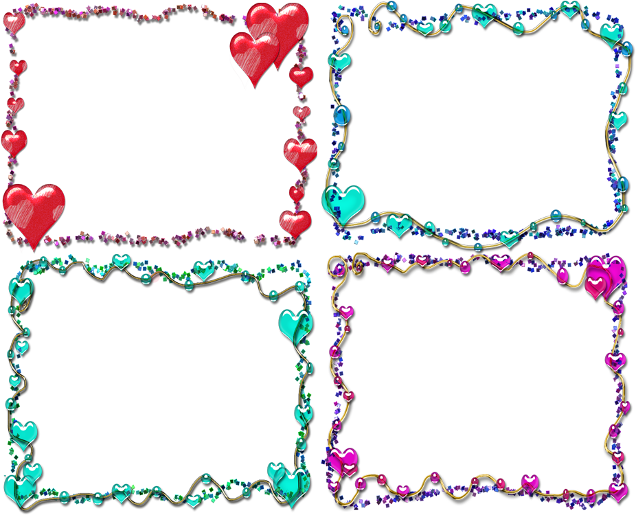 Lefkoi Lykoi Border Glitter Frames Clipart Png Transparent - Transparent Free Heart Border Png (969x768), Png Download