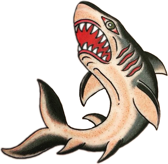 Shark Tattoo Traditional - Shark Tattoo Old School (541x528), Png Download