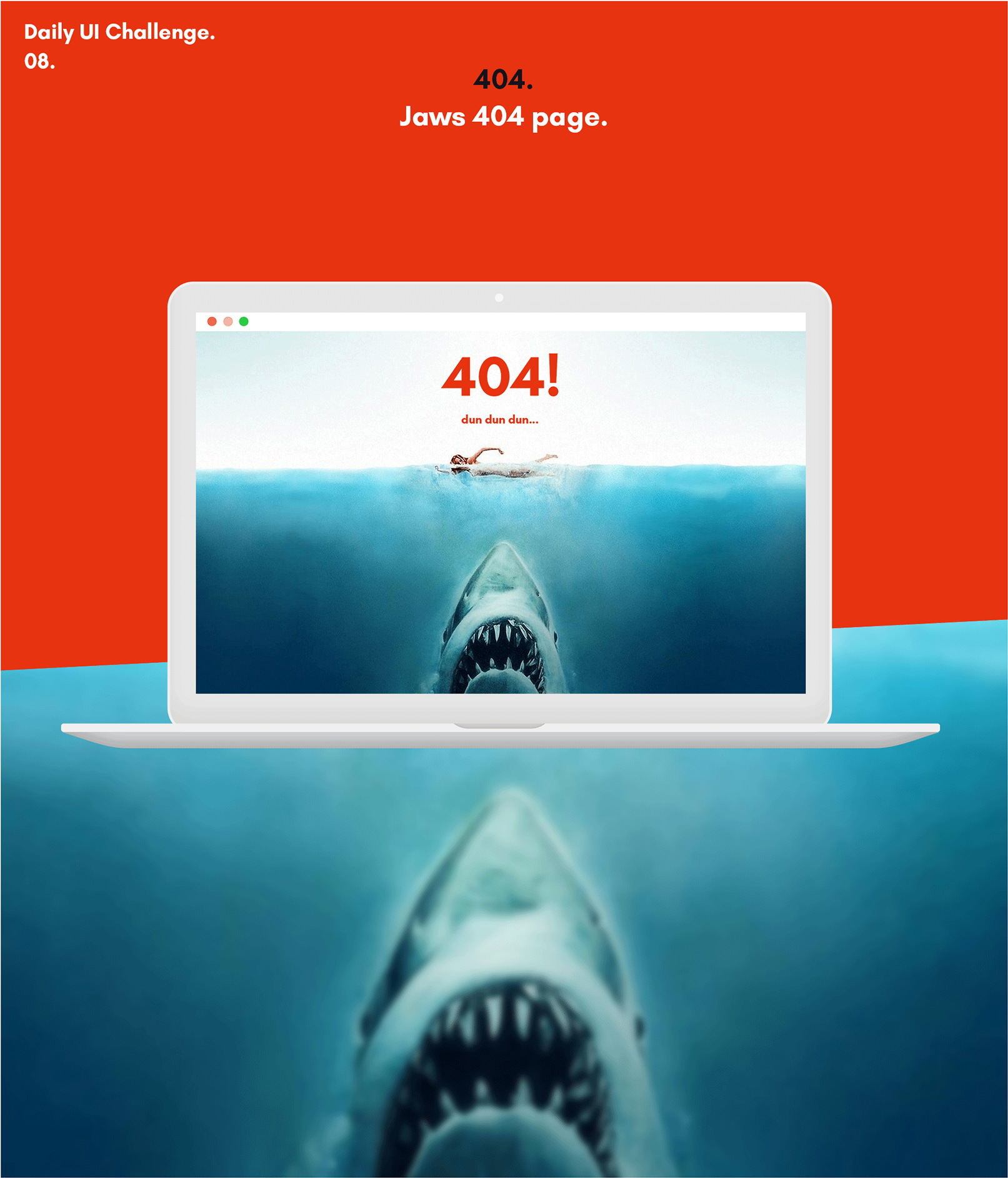 Jaws 404 Page - Custom Fashion Folding Umbrella Scary Shark Ocean Umbrella (1920x2101), Png Download