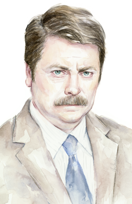Click And Drag To Re-position The Image, If Desired - Ron Swanson Canvas Print - Small By Olechka (452x700), Png Download