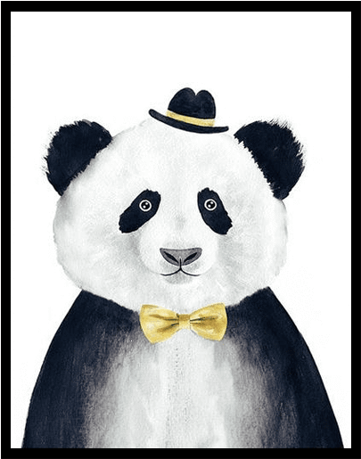 Petite Bello Room Decor Cm No Frame / Panda Modern - Hipster Panda (600x600), Png Download
