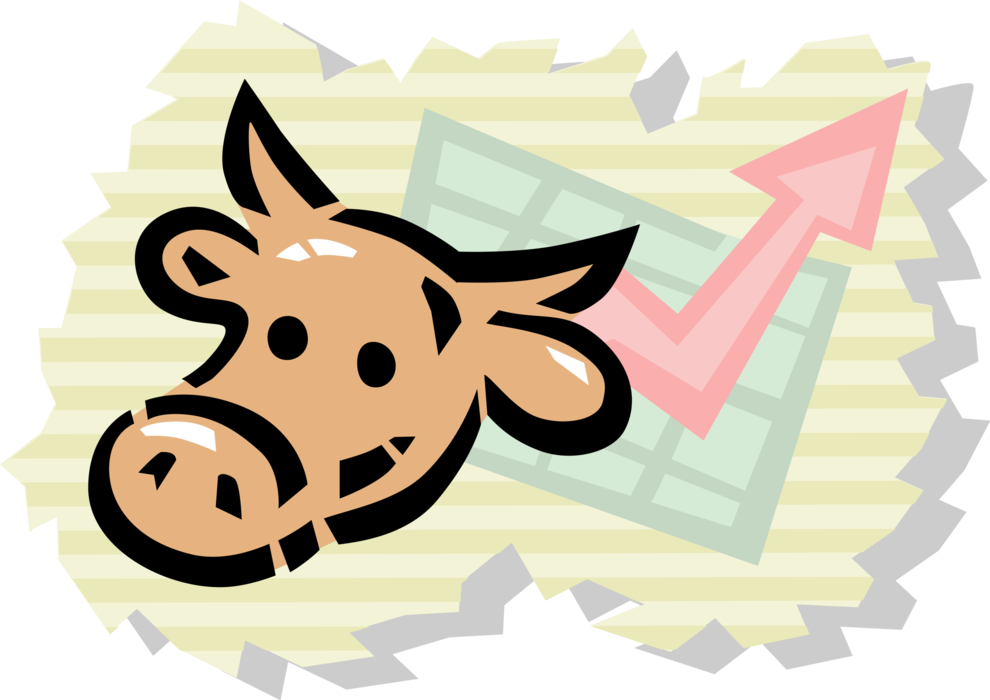 Vector Illustration Of Financial Stock Market Bull (990x700), Png Download