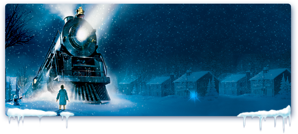 Polar Express Pajama Party - Polar Express Photography Backdrop (980x441), Png Download