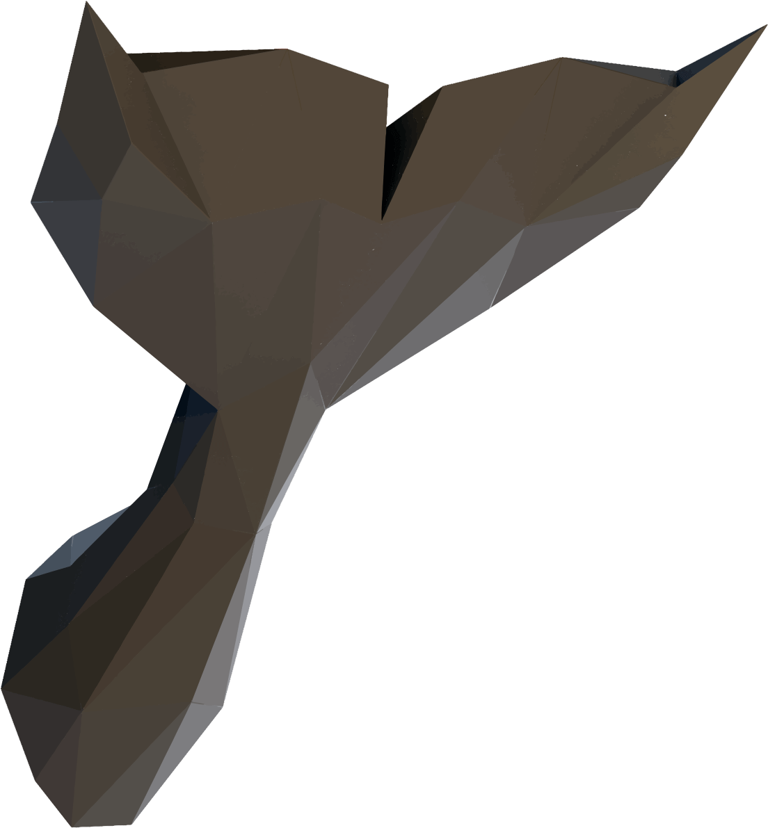 Sticker Origami 3d Queue De Baleine Noir De Profil - Origami (1200x1200), Png Download