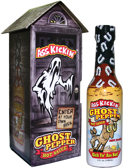 Ass Kickin' Ghost Pepper Hot Sauce With Haunted House - Ass Kickin Hot Sauce - Flavor: Ghost Pepper (600x600), Png Download