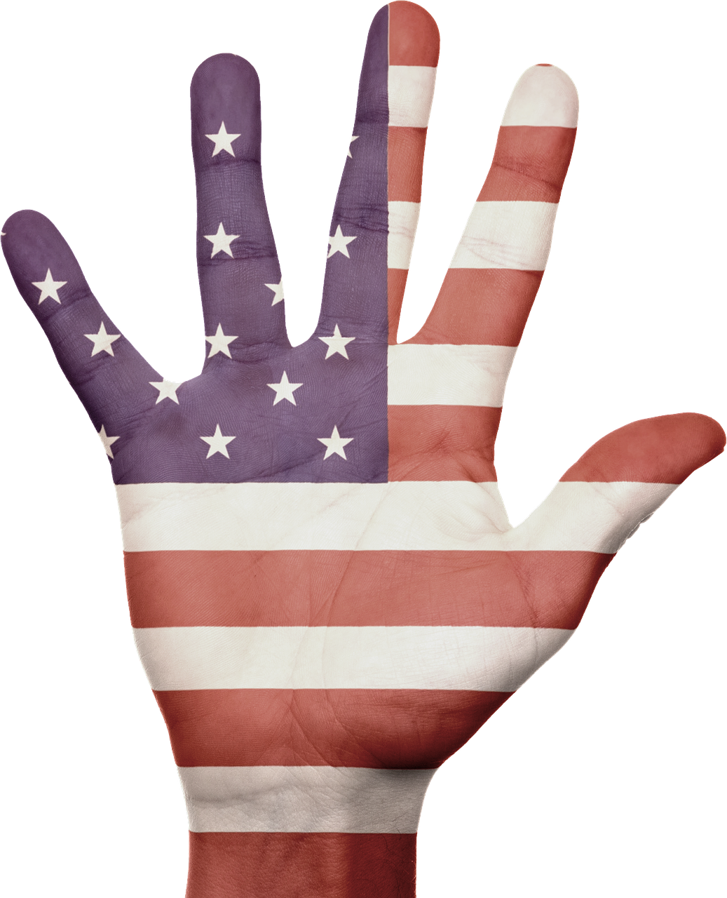 Hand Flag America U S Png Image - Gruß-karte Usa (flaggen-hand) Karte (1037x1280), Png Download