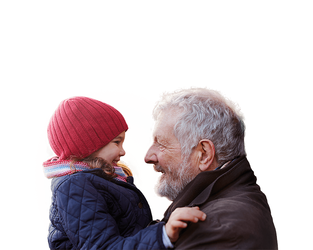 Grandfather Wearing A Dark Coat With His Granddaughter - Life Insurance (1000x800), Png Download
