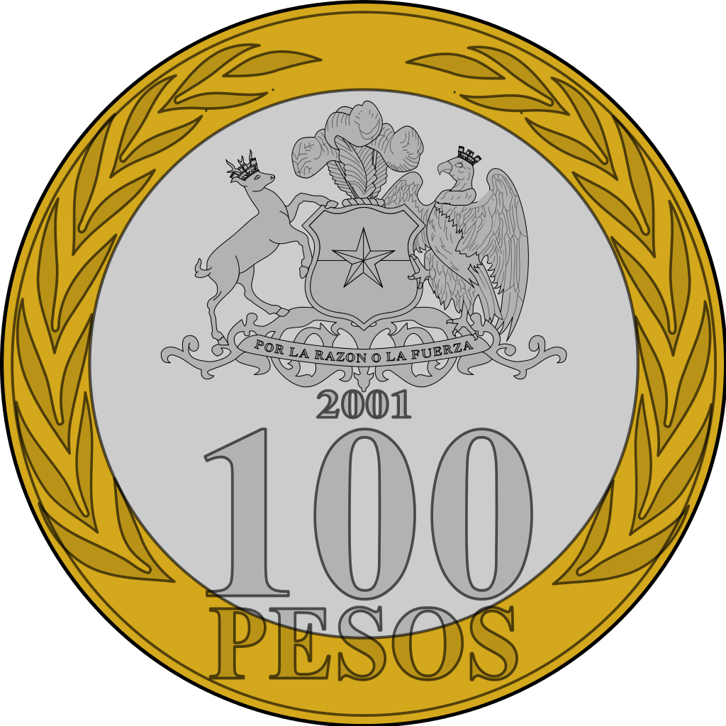 Clp 100 - Moedas De Paises Da America Do Sul (1024x1024), Png Download