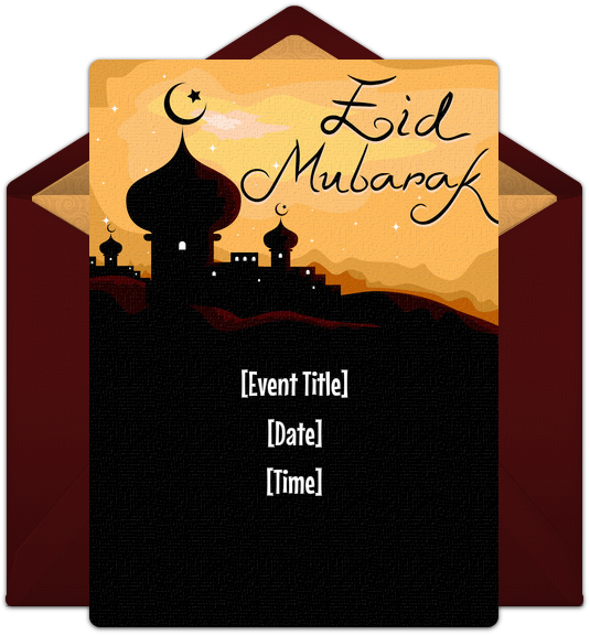 Joyful Eid Mubarak Online Invitation - Eid Mubarak Vector (650x650), Png Download