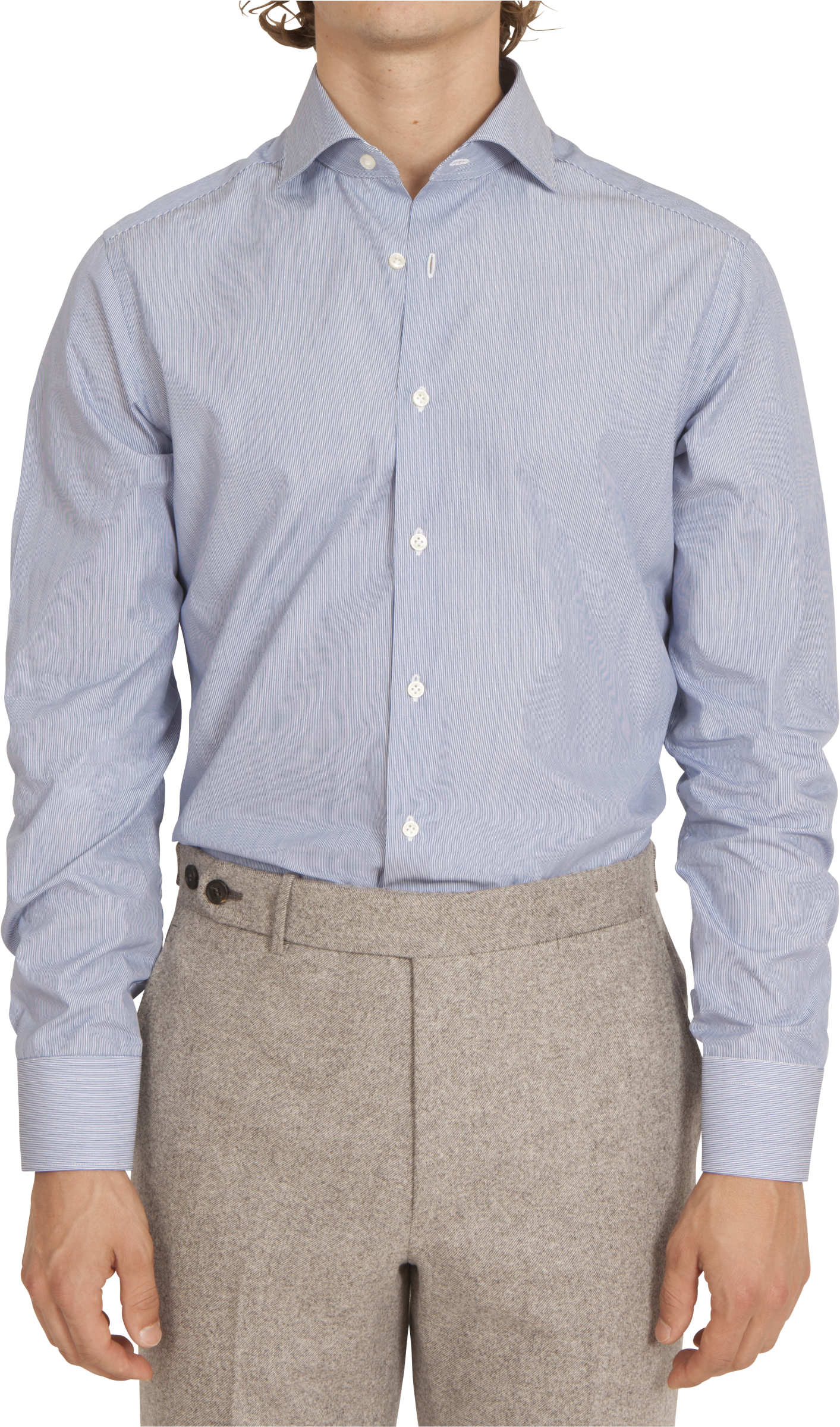 Blue Striped Cotton Shirt Blue Label - Shirt (1600x2397), Png Download