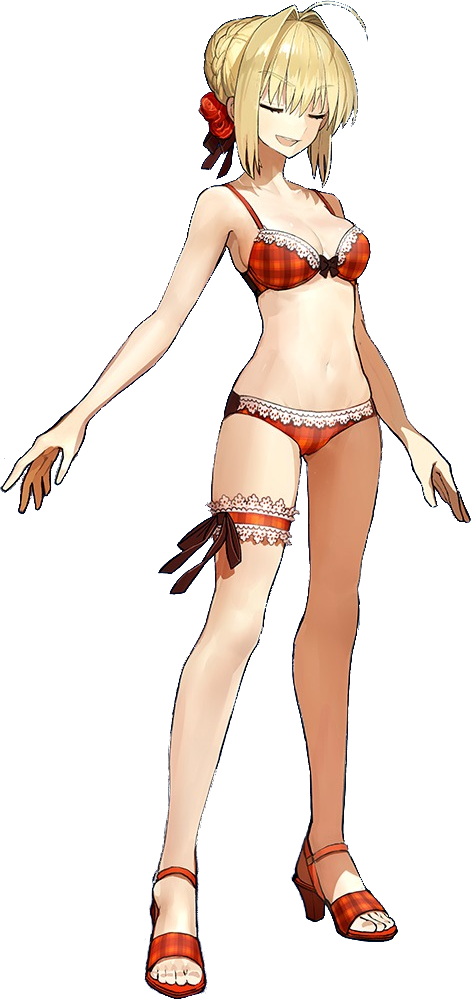 Nero's Rose Vacation - Fate Extella Nero Swimsuit (471x999), Png Download