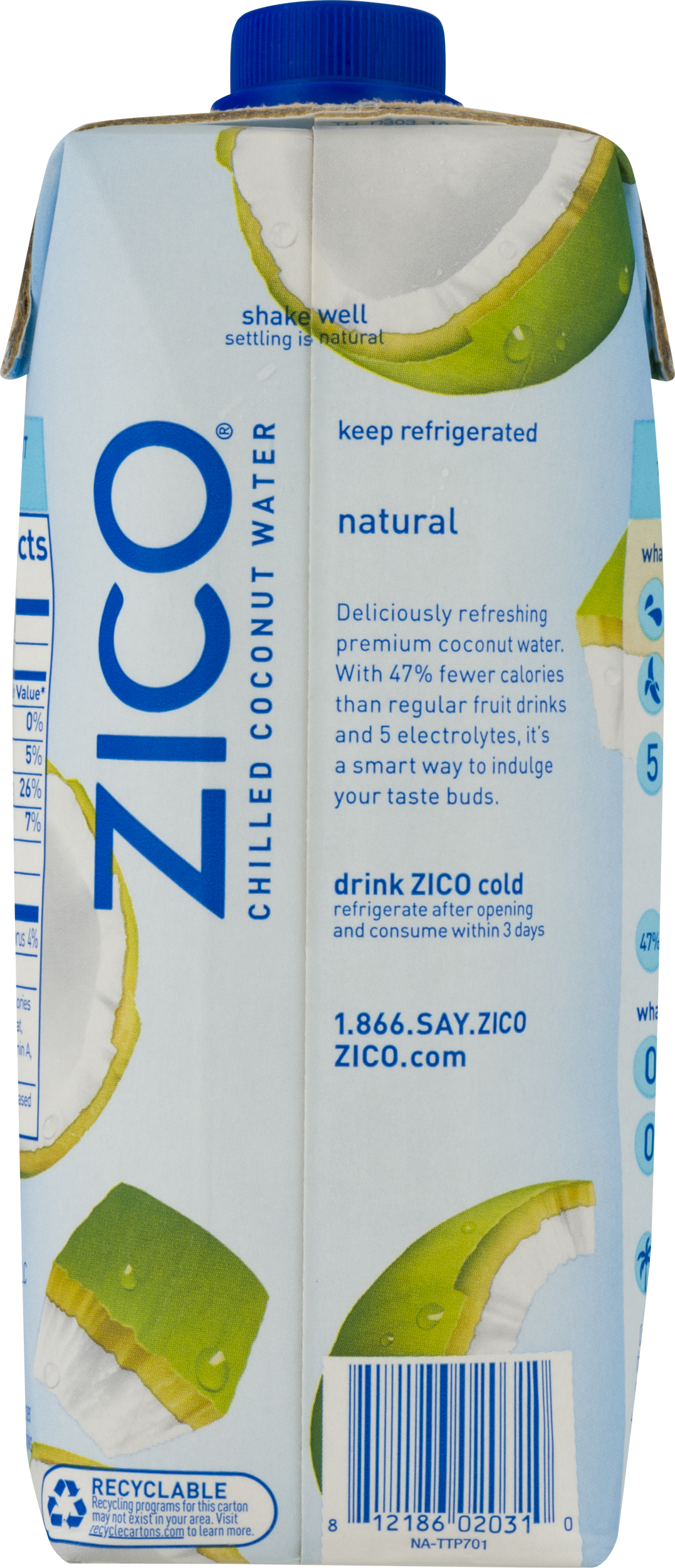 Zico Chilled Coconut Water Upc (1077x2500), Png Download