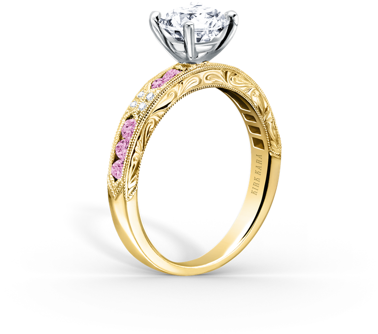 Kirk Kara K1390vd-ry - Kirk Kara "charlotte" Pink Sapphire Diamond Engagement (800x800), Png Download