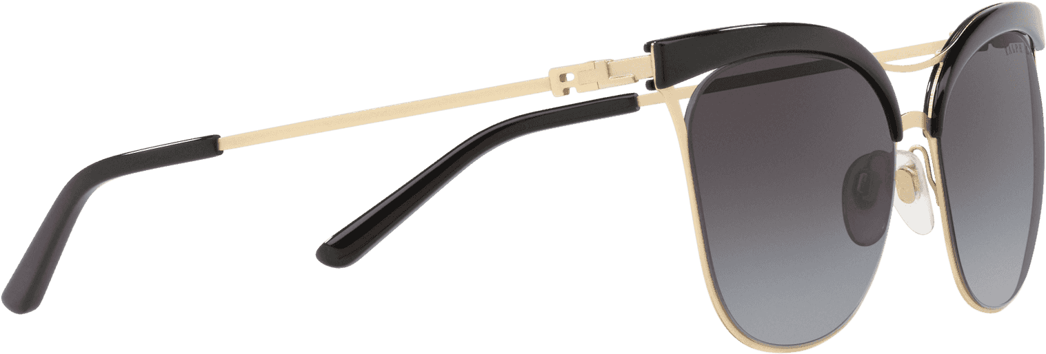Metal Cateye Sunglasses In Black Sanded Light Gold - Aviator Sunglasses (1920x2000), Png Download