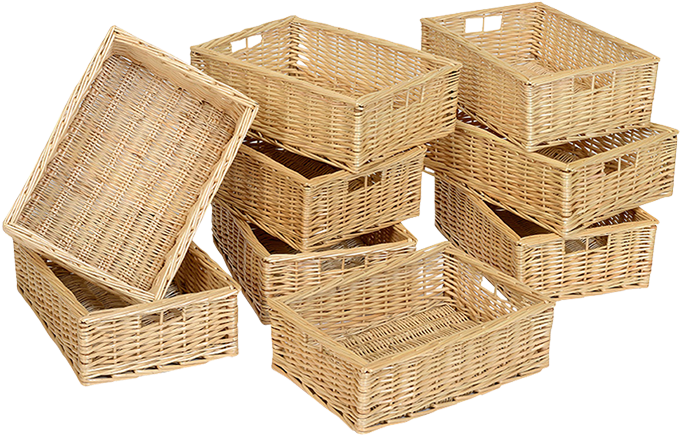Kebrico Wicker Basket - Shallow Pack Of 9 (720x720), Png Download