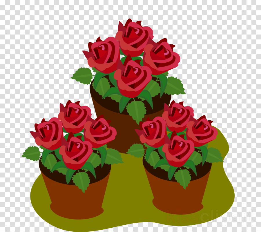 Flower Pot Clipart Garden Roses Flowerpot - Flower Pots Clip Art (900x800), Png Download