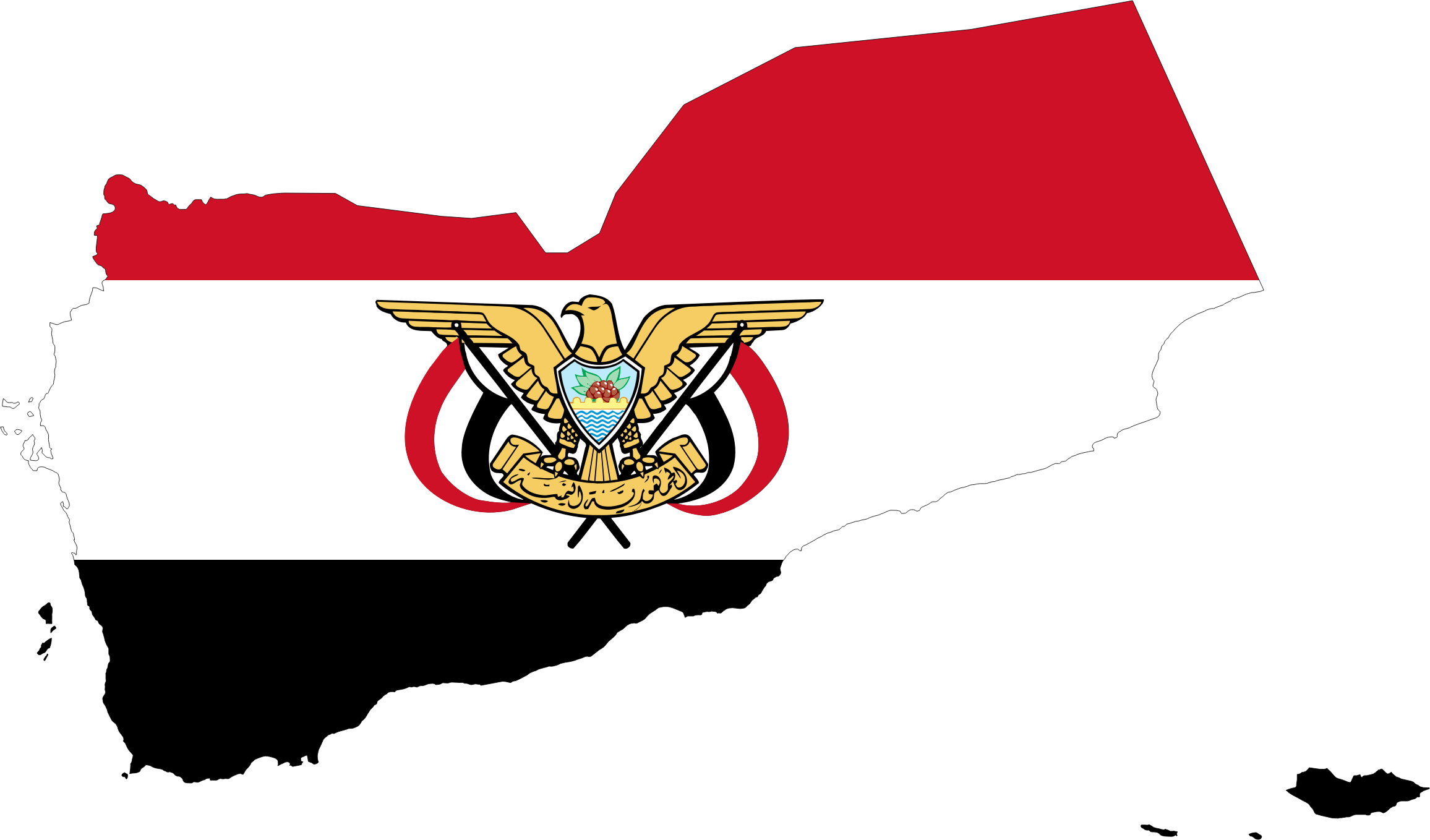 Clipart Yemen Map Flag With Stroke And Emblem Graduation - Yemen Flag (2312x1358), Png Download