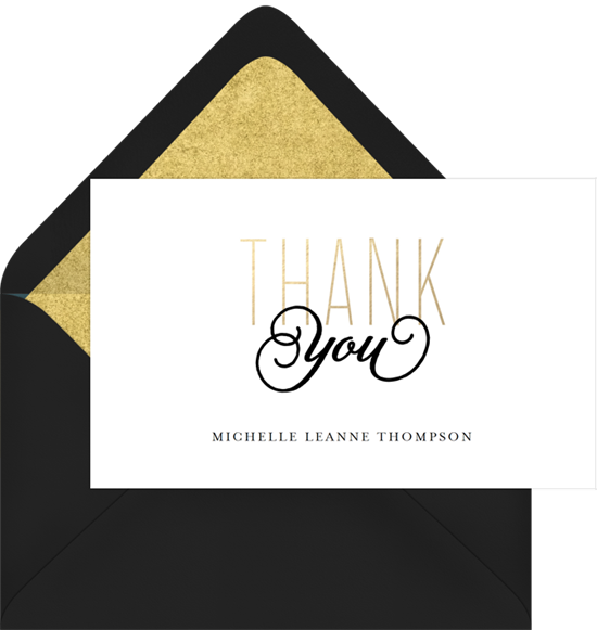 Gold Class Thank You Note - Calligraphy (550x581), Png Download
