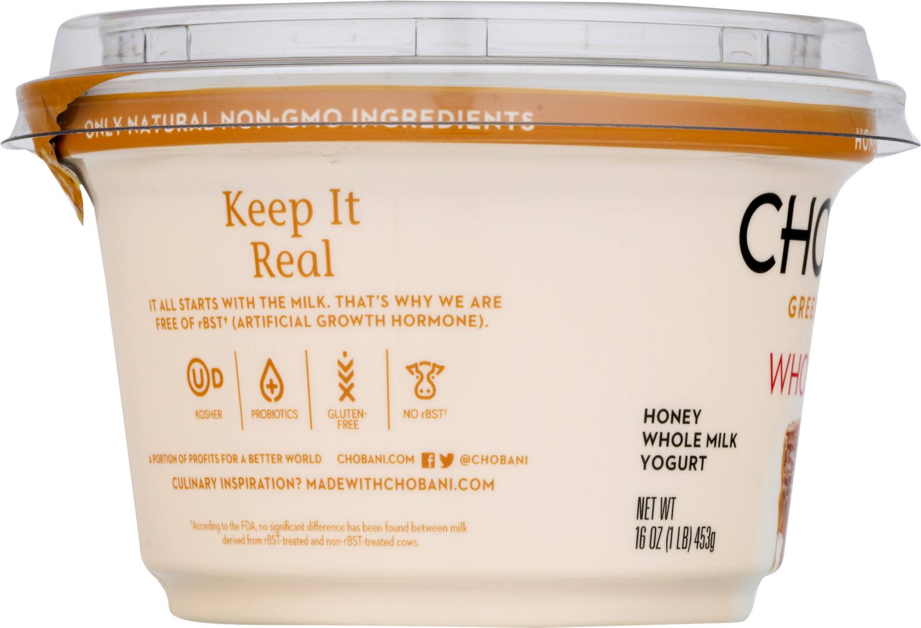 Chobani Yogurt, Greek, Whole Milk, Honey Blended - (1800x1800), Png Download