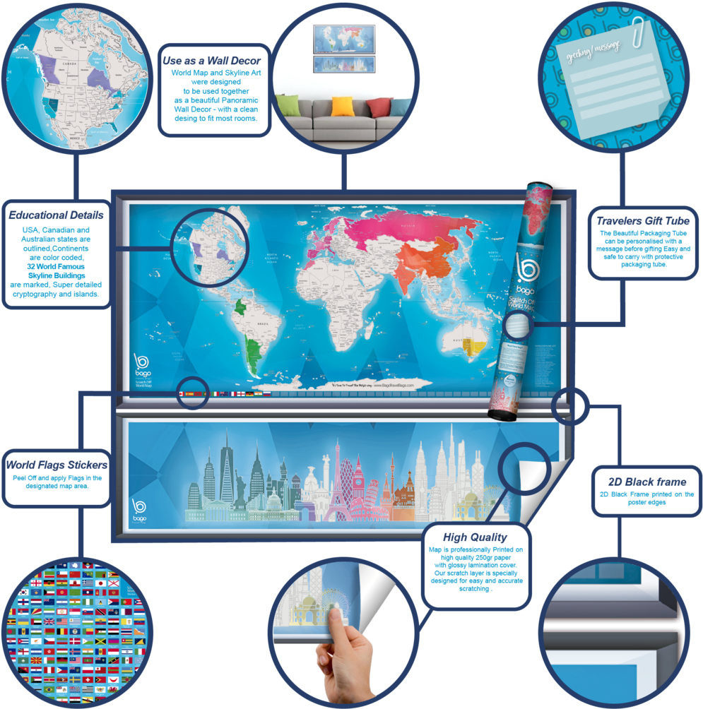 Scratch Off Map - Earthabitats Scratch Off World Map Poster (1024x1024), Png Download