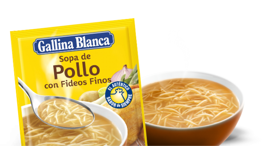 Sopa De Pollo Con Fideos Finos - Gallina Blanca Sopa De Ave Con Arroz (960x521), Png Download