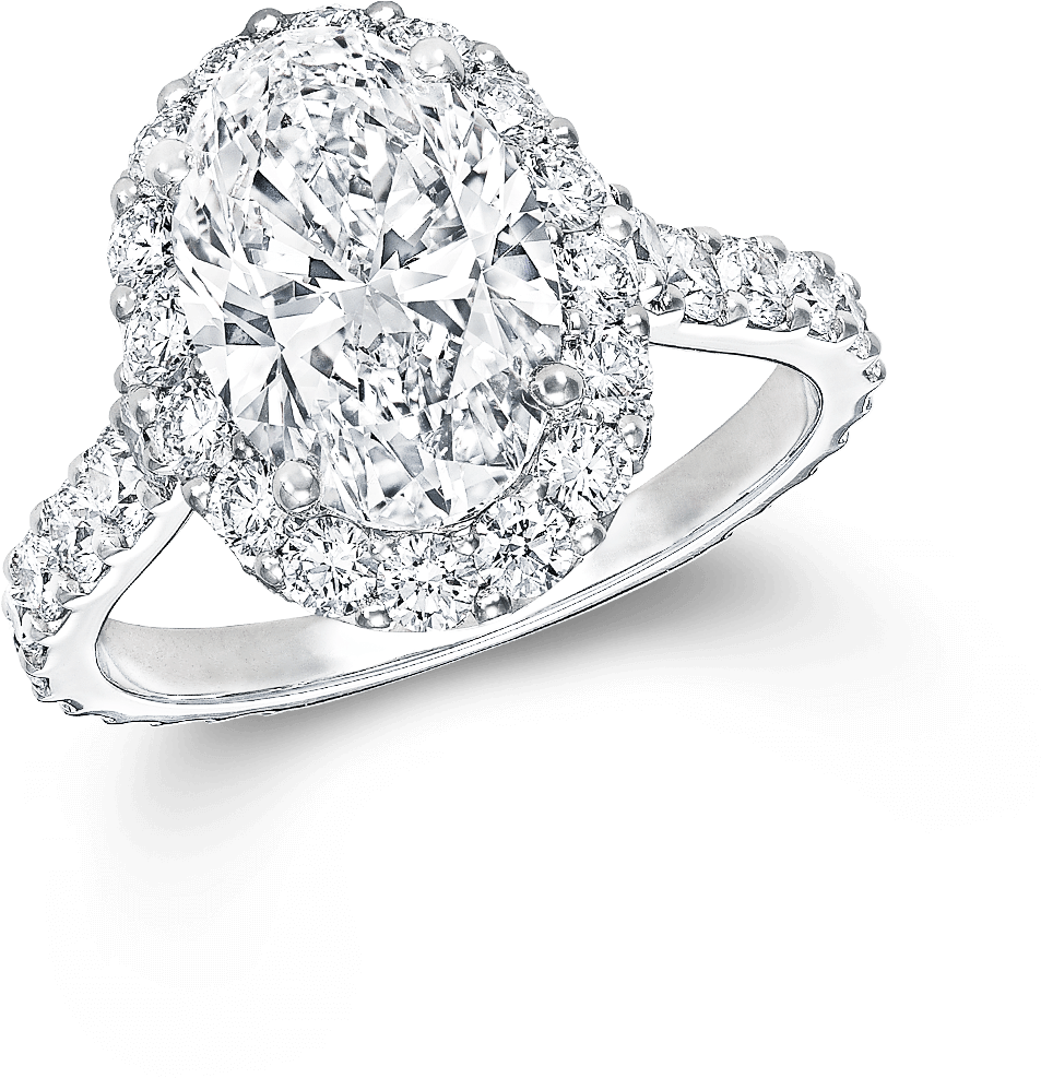 A Graff Icon Oval White Diamond Engagement Ring With - Diamond (2000x2000), Png Download