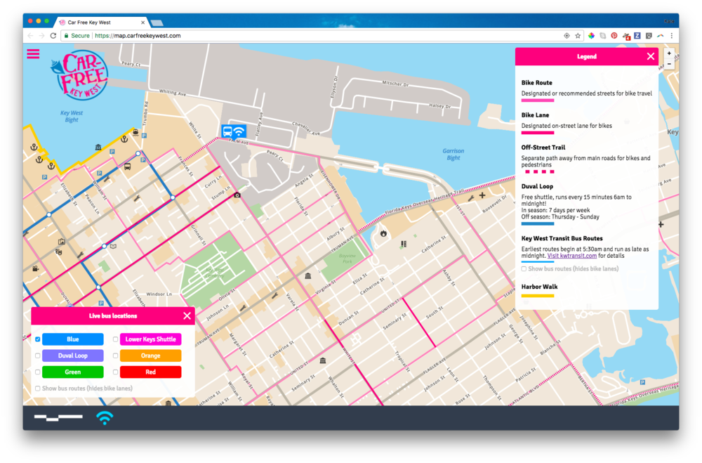 The Car Free Key West Interactive Map &nbsp (1000x659), Png Download