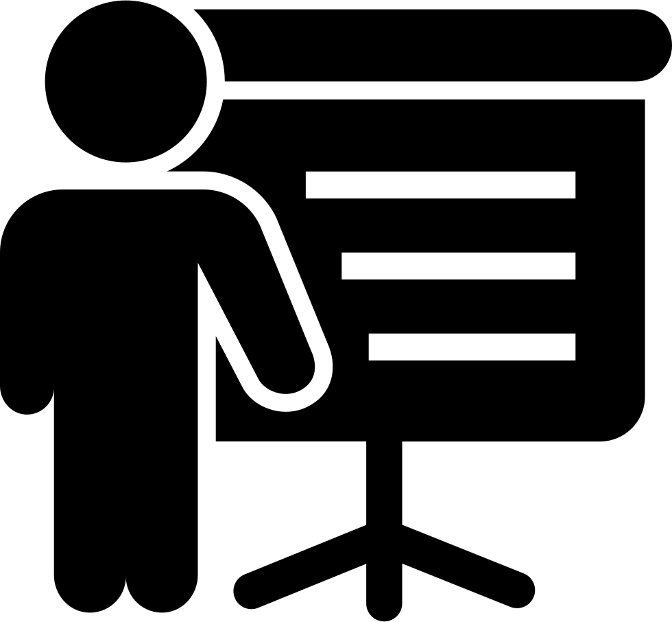 Person Of Business Standing With A Screen Board Giving - Lecture Icon (980x906), Png Download