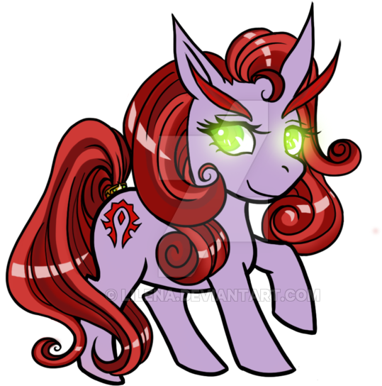 Lilena, Blood Elf, Curved Horn, Elf, Glowing Eyes, - Cartoon (600x600), Png Download