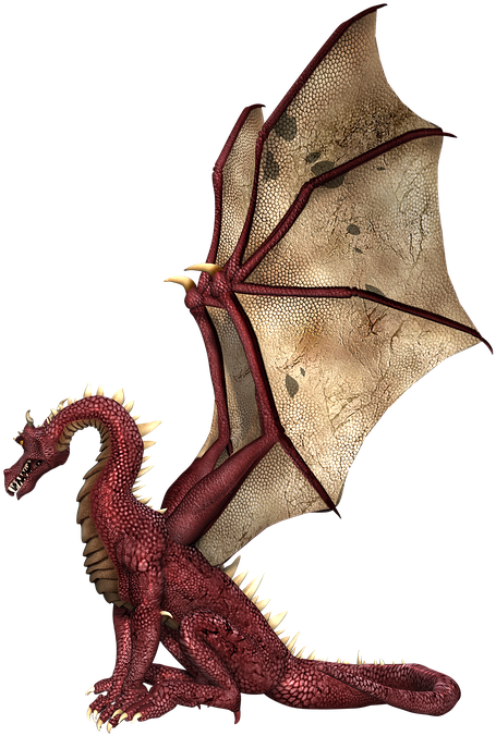 Dragon, Wings, Sitting, Fantasy, Fairytale, 3d, Red - Dragon Sitting Transparent Background (720x720), Png Download