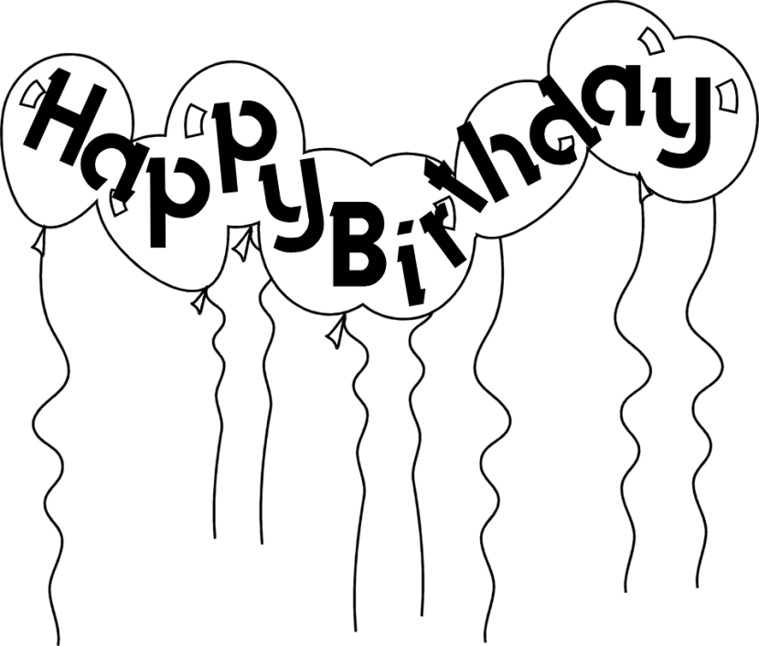 Happy Birthday Vector - Birthday Border Design Black And White (830x707), Png Download